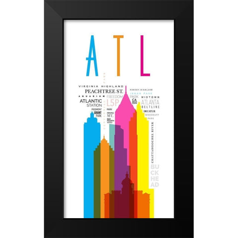 Atlanta Streets City Signs Black Modern Wood Framed Art Print by Somerset