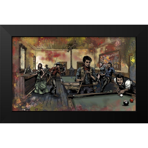 Pool Hall Black Modern Wood Framed Art Print by Kuehl, Cody