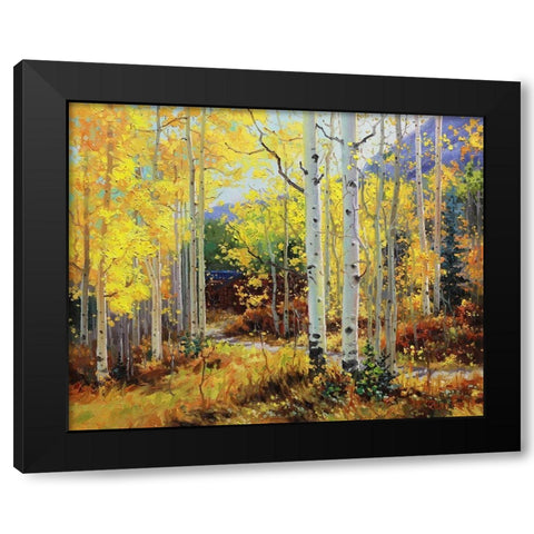 Aspen Cabin Black Modern Wood Framed Art Print with Double Matting by Kim, Gary