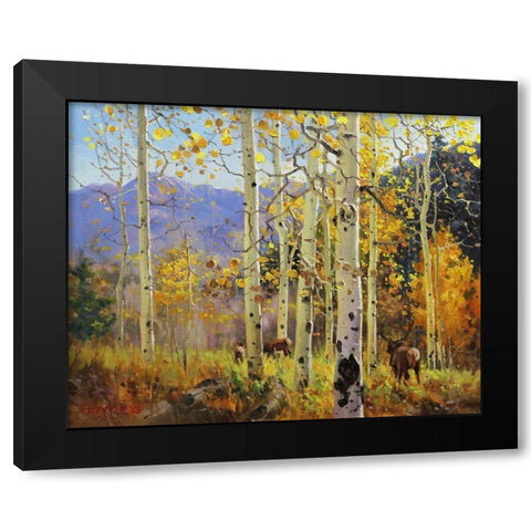 Elks in Heaven Black Modern Wood Framed Art Print by Kim, Gary
