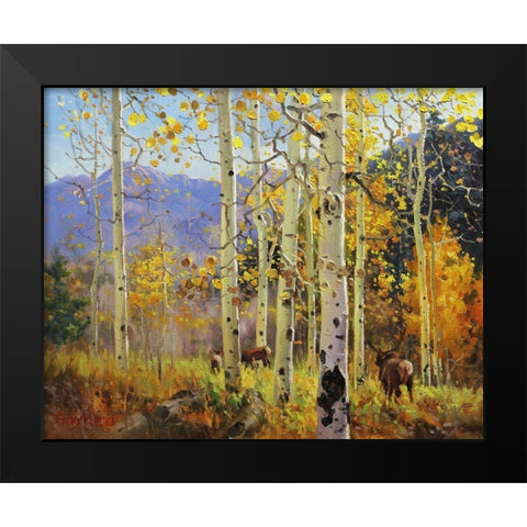Elks in Heaven Black Modern Wood Framed Art Print by Kim, Gary