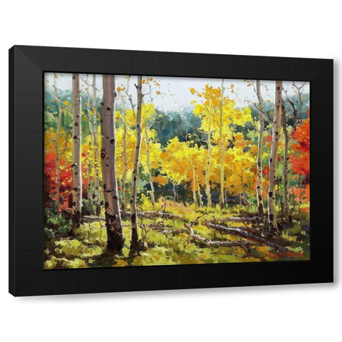 Backlit Aspen Grove Black Modern Wood Framed Art Print by Kim, Gary