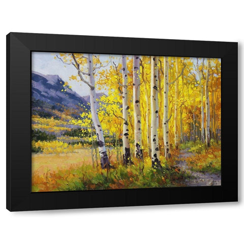 Trail through Golden Aspen Black Modern Wood Framed Art Print by Kim, Gary