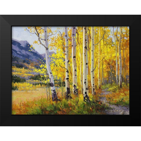 Trail through Golden Aspen Black Modern Wood Framed Art Print by Kim, Gary