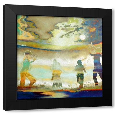 Playing with the Moon Black Modern Wood Framed Art Print with Double Matting by Bolokofsky, Ronald