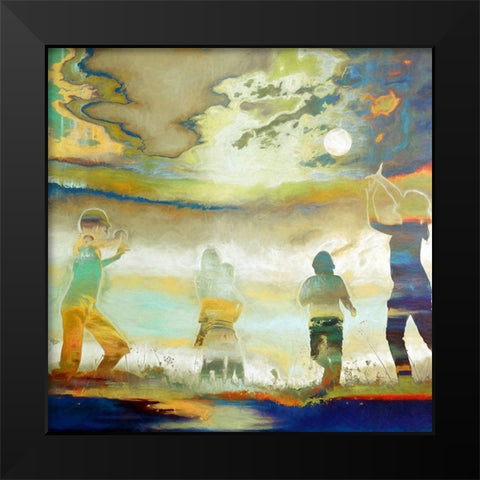 Playing with the Moon Black Modern Wood Framed Art Print by Bolokofsky, Ronald