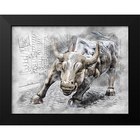 Bullish On Wallstreet Black Modern Wood Framed Art Print by Bolokofsky, Ronald