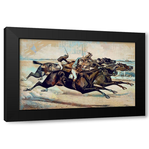 Down the Stretch Black Modern Wood Framed Art Print by Bolokofsky, Ronald
