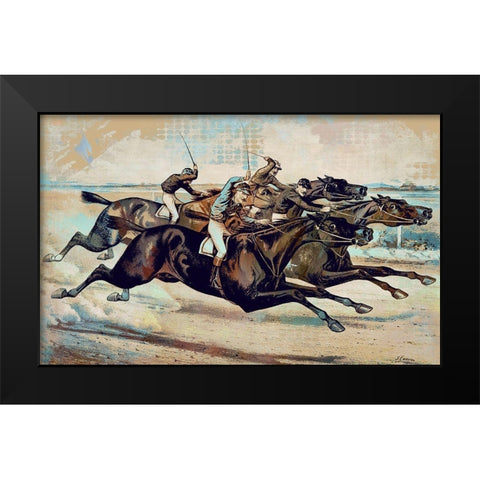 Down the Stretch Black Modern Wood Framed Art Print by Bolokofsky, Ronald