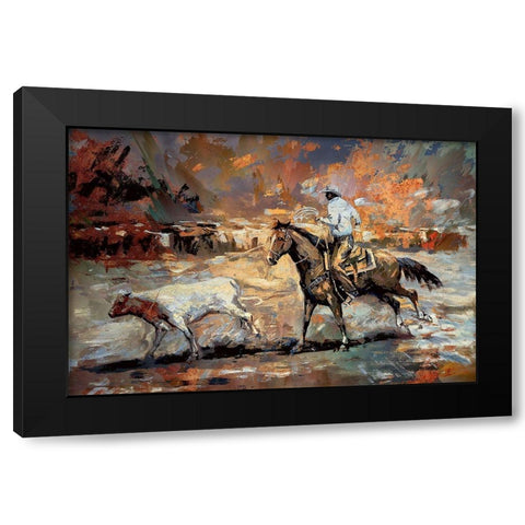 Rope the Stray II Black Modern Wood Framed Art Print by Bolokofsky, Ronald