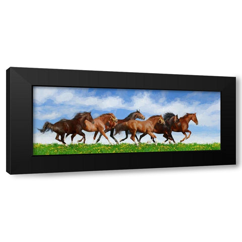 Running Wild Black Modern Wood Framed Art Print with Double Matting by Bolokofsky, Ronald