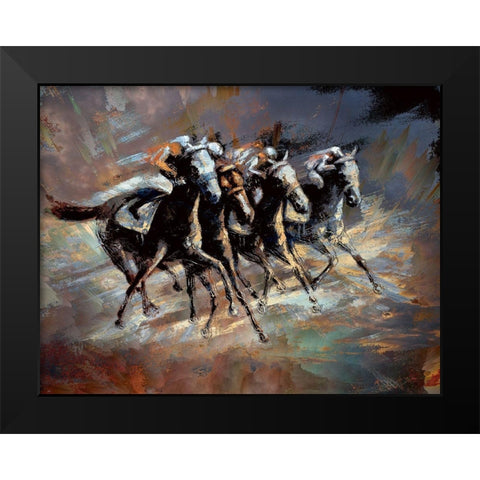 The Race Black Modern Wood Framed Art Print by Bolokofsky, Ronald