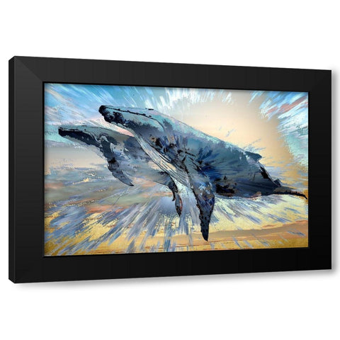 Two More Blue Whales Black Modern Wood Framed Art Print by Bolokofsky, Ronald