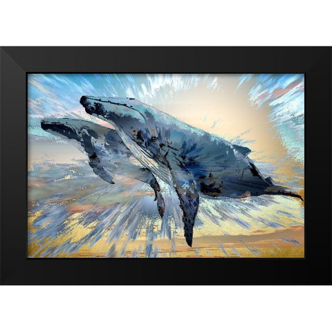 Two More Blue Whales Black Modern Wood Framed Art Print by Bolokofsky, Ronald