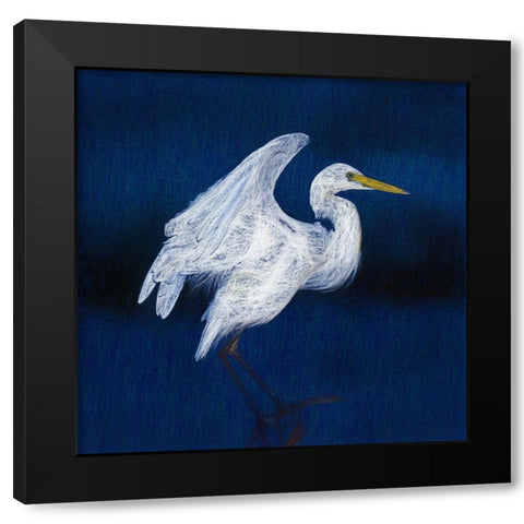 White Egret II Black Modern Wood Framed Art Print by Bolokofsky, Ronald