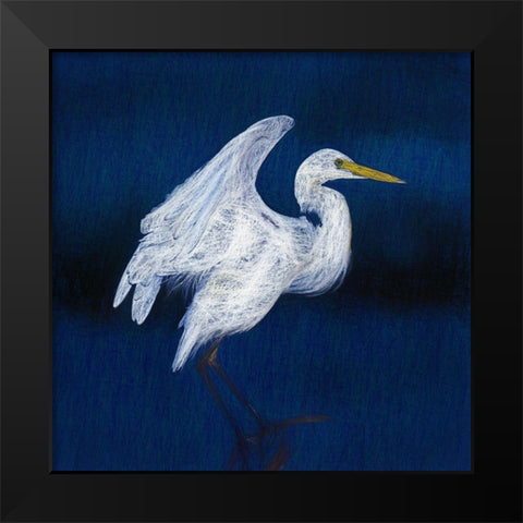 White Egret II Black Modern Wood Framed Art Print by Bolokofsky, Ronald