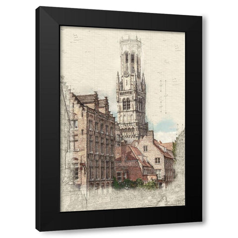 Belfry Tower Black Modern Wood Framed Art Print with Double Matting by Bolokofsky, Ronald