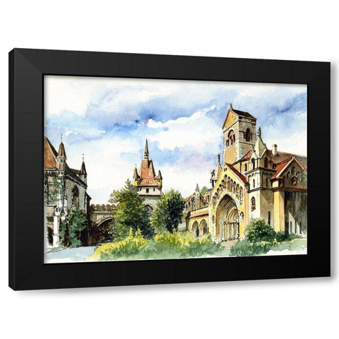 Budapest Castle III Black Modern Wood Framed Art Print by Bolokofsky, Ronald