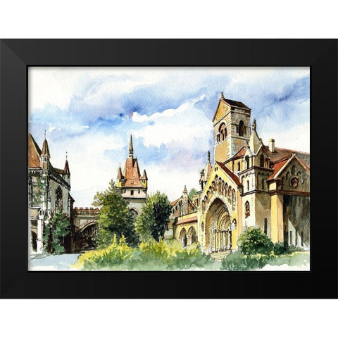 Budapest Castle III Black Modern Wood Framed Art Print by Bolokofsky, Ronald