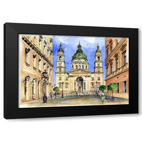 Budapest Chapel Black Modern Wood Framed Art Print by Bolokofsky, Ronald