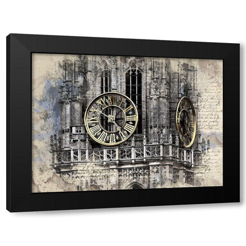 Clock Tower Black Modern Wood Framed Art Print with Double Matting by Bolokofsky, Ronald