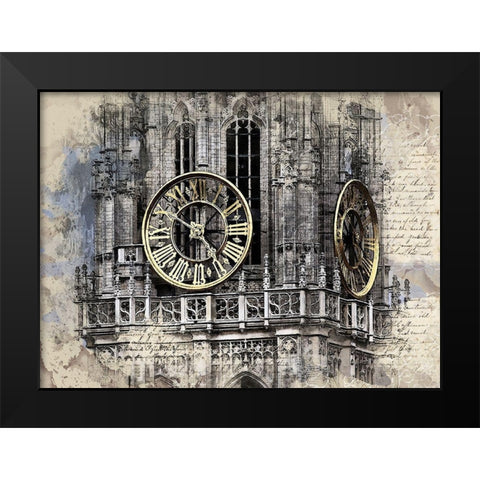 Clock Tower Black Modern Wood Framed Art Print by Bolokofsky, Ronald