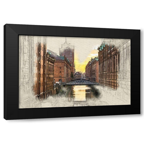 Hamburg II Black Modern Wood Framed Art Print with Double Matting by Bolokofsky, Ronald