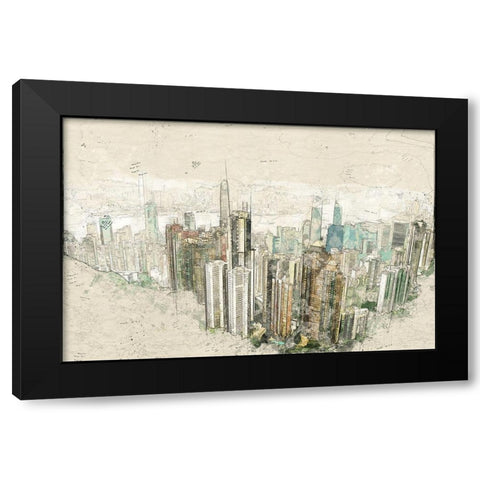 Hong Kong Black Modern Wood Framed Art Print with Double Matting by Bolokofsky, Ronald