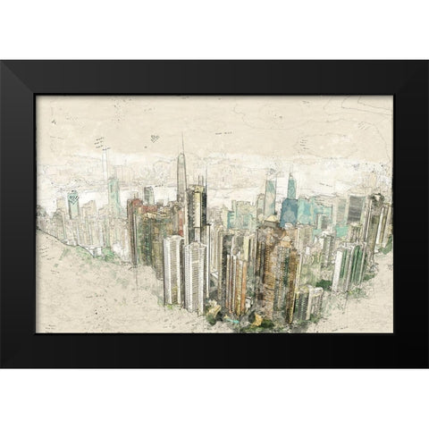 Hong Kong Black Modern Wood Framed Art Print by Bolokofsky, Ronald