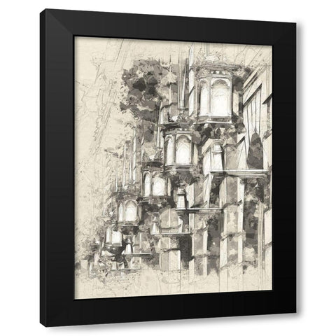 Las Ramblas Barcelona Black Modern Wood Framed Art Print with Double Matting by Bolokofsky, Ronald