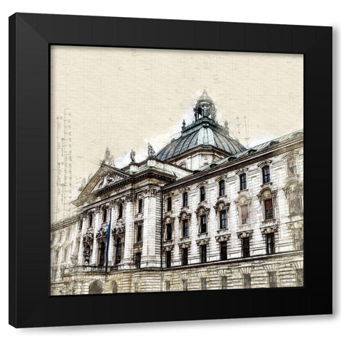 Munich Courthouse  Black Modern Wood Framed Art Print with Double Matting by Bolokofsky, Ronald