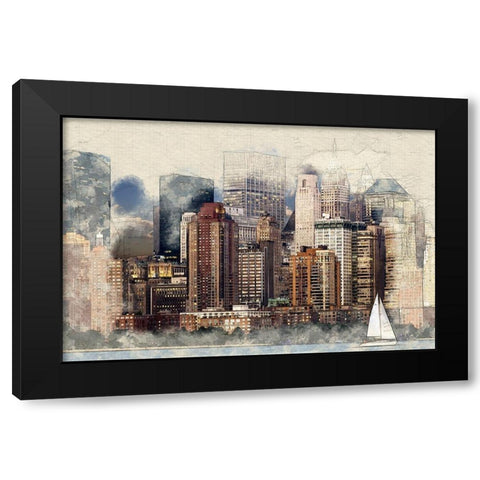 New York Architecture Black Modern Wood Framed Art Print with Double Matting by Bolokofsky, Ronald