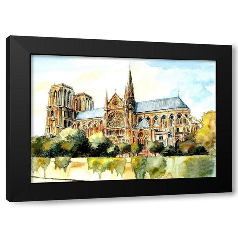 Paris Notre Dame Black Modern Wood Framed Art Print with Double Matting by Bolokofsky, Ronald