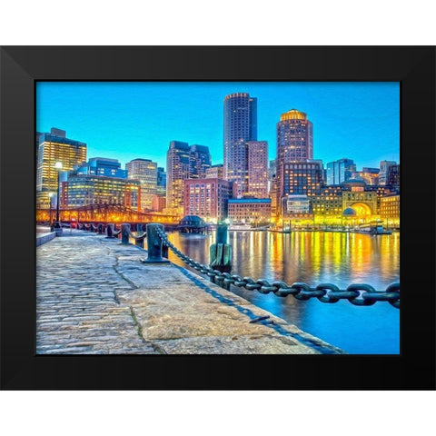 Boston Black Modern Wood Framed Art Print by Bolokofsky, Ronald
