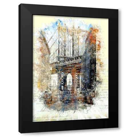 Brooklyn Bridge I Black Modern Wood Framed Art Print by Bolokofsky, Ronald