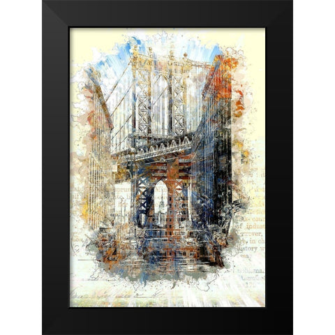 Brooklyn Bridge I Black Modern Wood Framed Art Print by Bolokofsky, Ronald