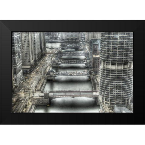 Chicago Bridges  Black Modern Wood Framed Art Print by Bolokofsky, Ronald