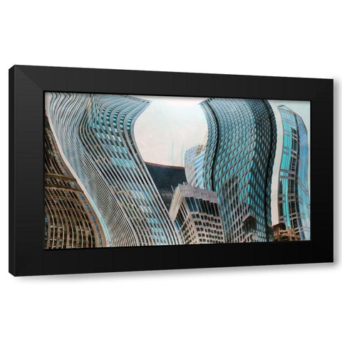 Chicago Skyscrapers Black Modern Wood Framed Art Print with Double Matting by Bolokofsky, Ronald