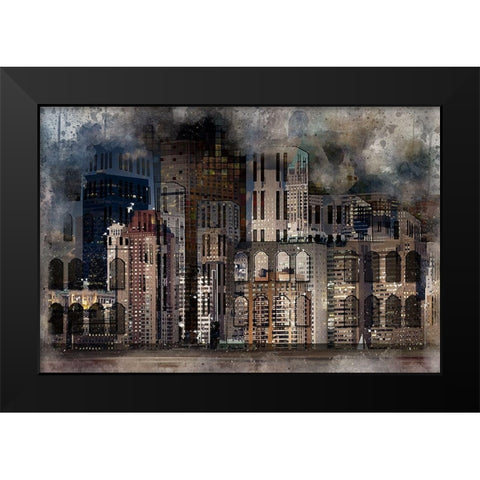 City On the Bay Black Modern Wood Framed Art Print by Bolokofsky, Ronald