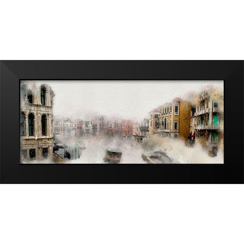 Fog On the Canal Black Modern Wood Framed Art Print by Bolokofsky, Ronald