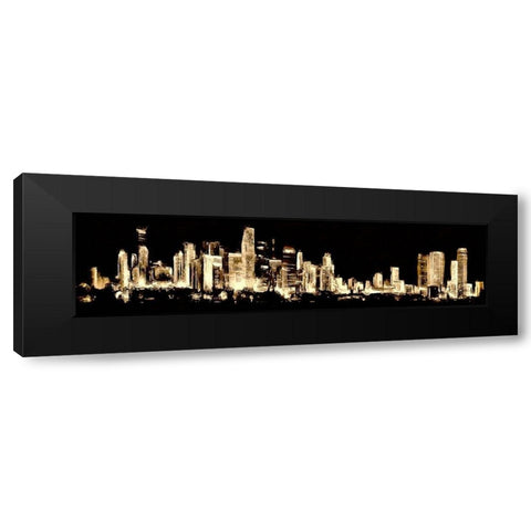 Lit Up Skyline Black Modern Wood Framed Art Print with Double Matting by Bolokofsky, Ronald