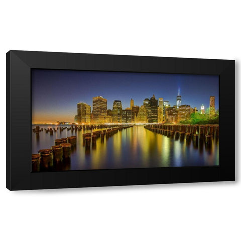 Manhattan Reflections Black Modern Wood Framed Art Print by Bolokofsky, Ronald