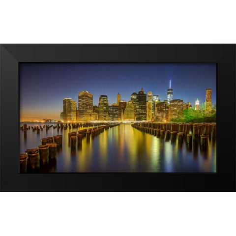 Manhattan Reflections Black Modern Wood Framed Art Print by Bolokofsky, Ronald