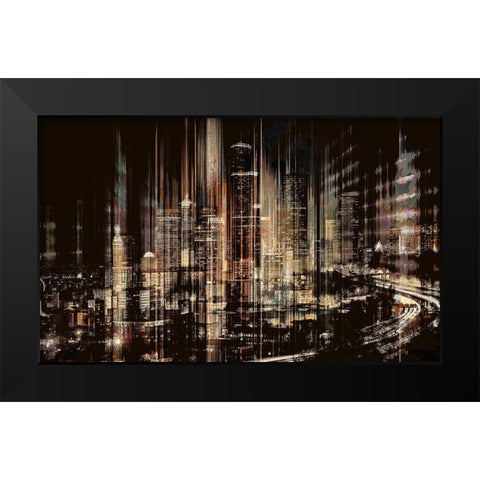 Midnight Skyline Black Modern Wood Framed Art Print by Bolokofsky, Ronald