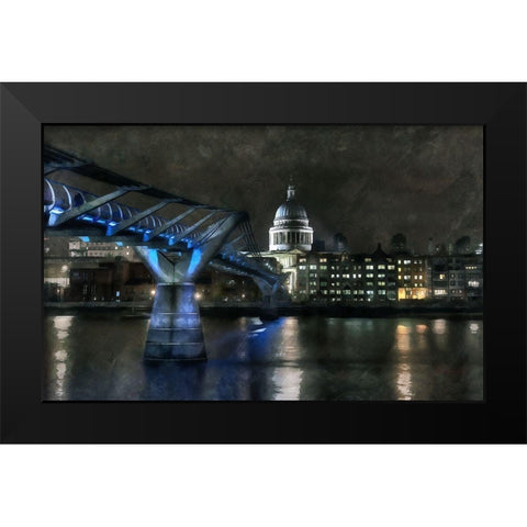 Millenium Bridge Black Modern Wood Framed Art Print by Bolokofsky, Ronald