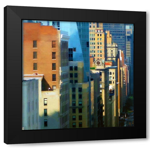 New York City Shadows Black Modern Wood Framed Art Print by Bolokofsky, Ronald