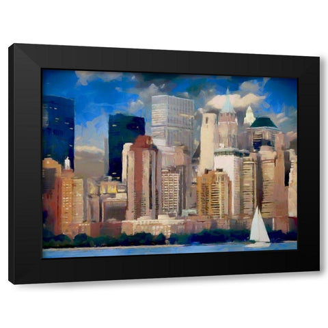 New York Skyline Black Modern Wood Framed Art Print with Double Matting by Bolokofsky, Ronald