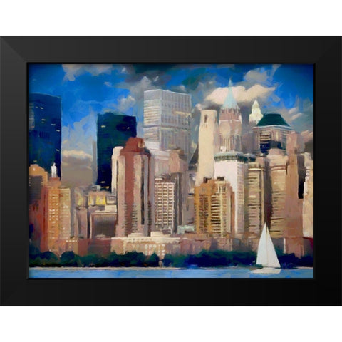 New York Skyline Black Modern Wood Framed Art Print by Bolokofsky, Ronald