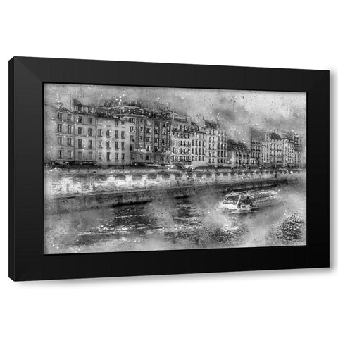 Paris On the Seine Black Modern Wood Framed Art Print by Bolokofsky, Ronald