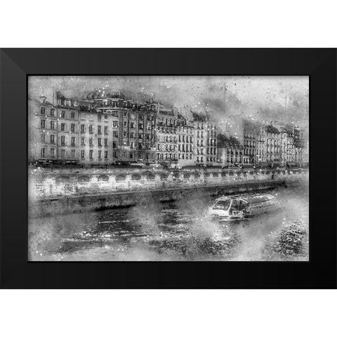 Paris On the Seine Black Modern Wood Framed Art Print by Bolokofsky, Ronald